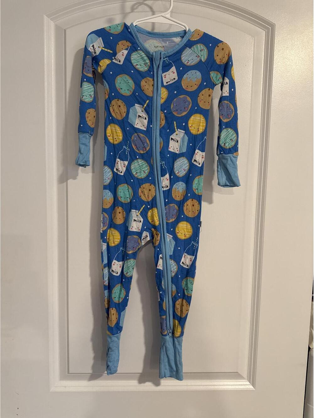 Little Sleepies 12-18 Months Blue Cookie and Milk Pajamas